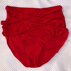 Simplicity Red High Waisted bathing suit bottoms, size Small NWOT